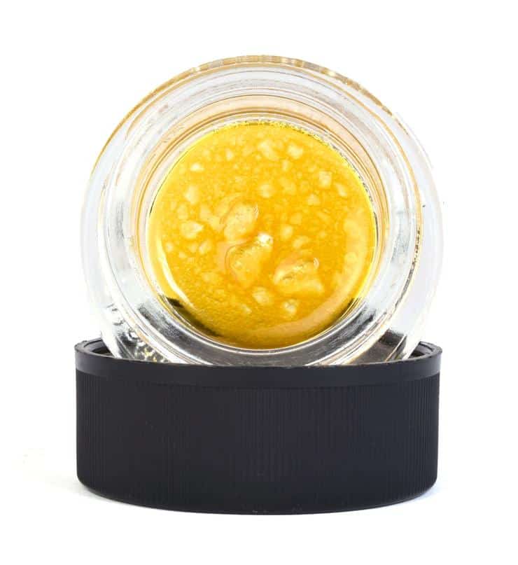 Cannabis Concentrate in Jar Cannabis concentrate in glass jar at Spliff Nation Dispensary.