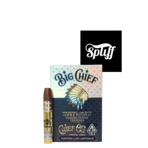 Premium Big Chief cannabis cartridge with Native American design and high potency.