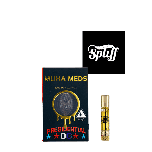 Muha Meds Presidential OG Cannabis Cartridge Muha Meds Presidential OG cannabis cartridge and packaging at Dispensary.