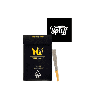 West Coast Cure cannabis joint with packaging and pre-rolled joint for sale.