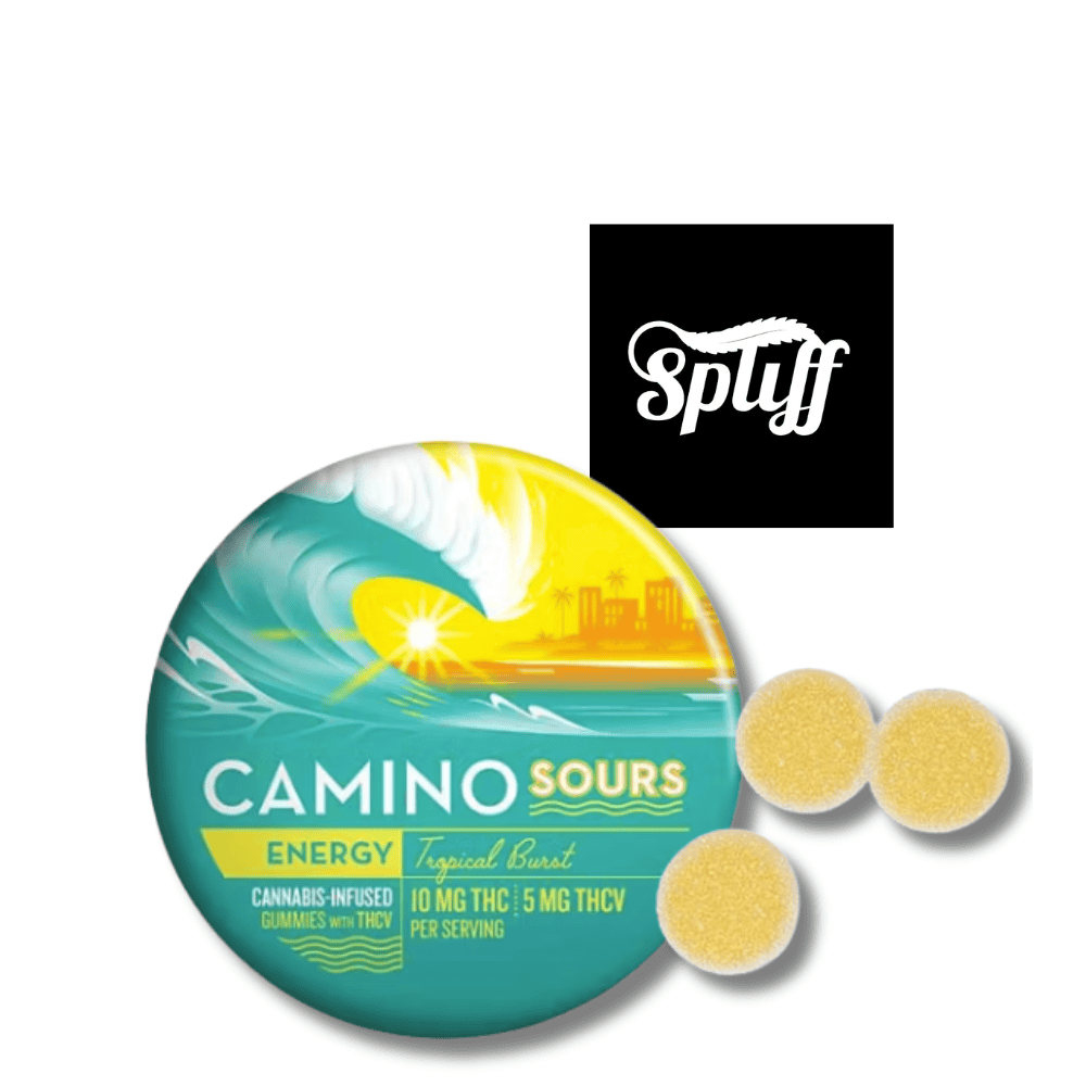 Camino Sours Gummies — Limited Drop Camino Sours gummies with THC and CBD, perfect for a relaxing experience at Spliff Nation Dispensary.